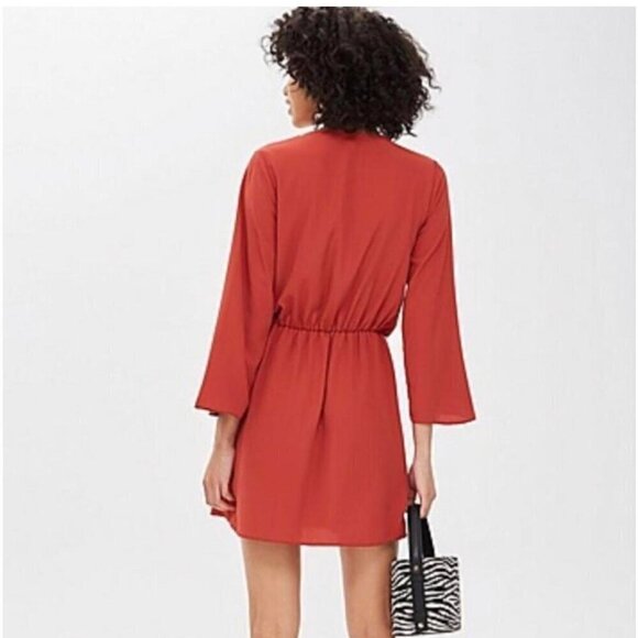 Topshop Tiffany Knot Minidress in Rust Size 4 - Picture 2 of 11
